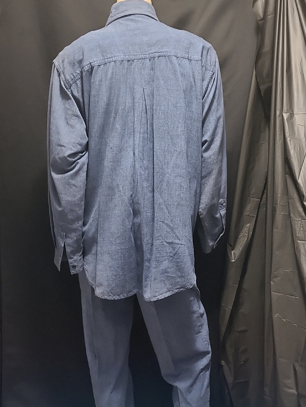 VINTAGE Blue Woven-Detail 3PC PANT SUIT - Picture 6 of 15